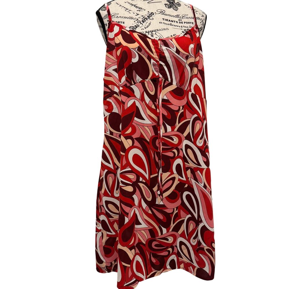 Urban Threads Slip Dress Maroon Size 16 Sleeveless All Over Print Date Night